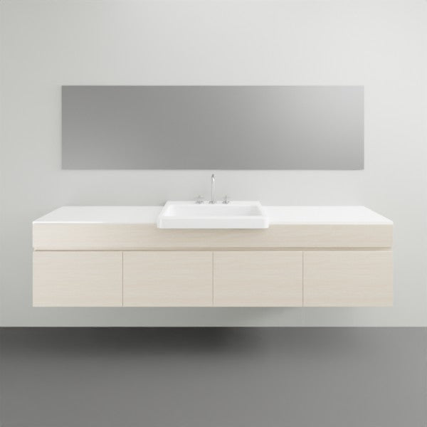 ADP Glacier Lite Semi-Recessed Vanity with Solid Surface Top - Slim Modern Bathroom Sink Cabinet for Small Spaces, Perfect for Powder Rooms & Guest Baths