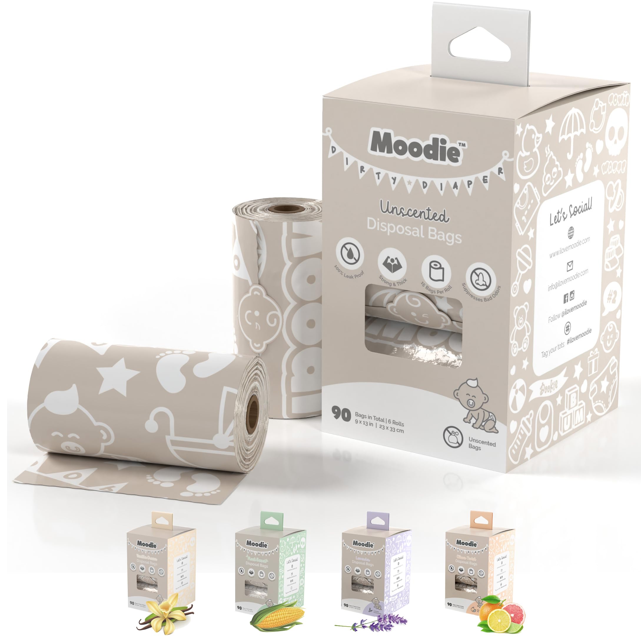 **Disposable Diaper Bags (90 Count) | Unscented Leak-Proof Baby Diaper Trash Bags | 6 Refill Rolls (9 x 13 Inches) | Travel & On-the-Go Diaper Disposal | Perfect for Home, Daycare & Traveling with Baby**
