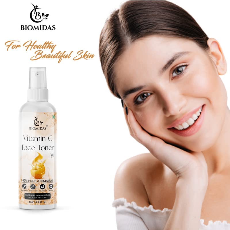 Biomidas Vitamin C Facial Toner - Pore Minimizing & Skin Refreshing Spray (200ml, Pack of 2) | Hydrating, Cleansing & Brightening for Daily Skincare Routine | Perfect for Morning & Night Use