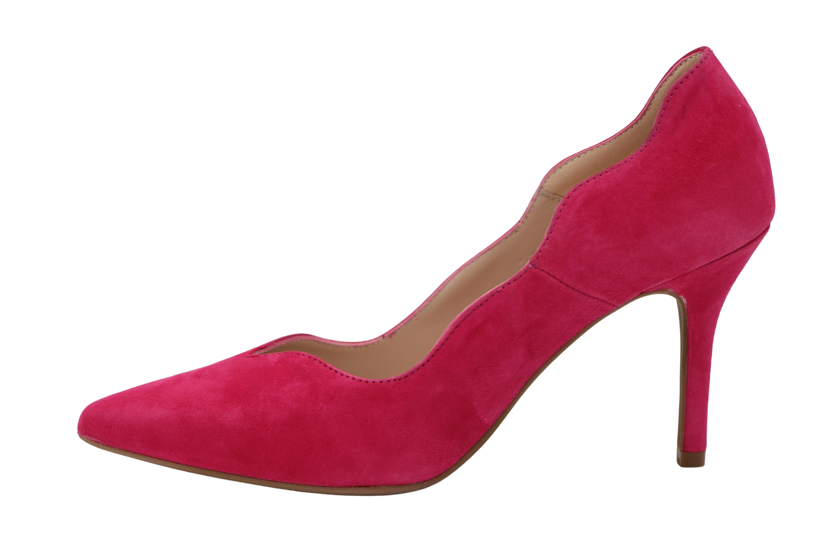 MARIAN Women's Pink Suede Scalloped Edge Court Shoes - Elegant Pointed Toe Pumps for Work, Party & Special Occasions