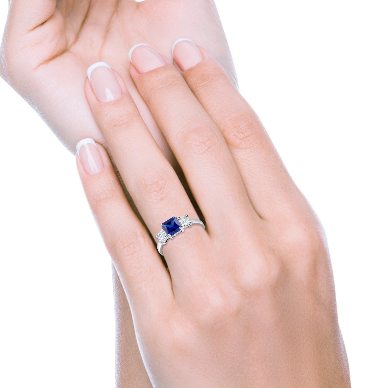 3 Stone Princess Cut Cubic Zirconia Ring - 925 Sterling Silver Fashion Jewelry for Women - Perfect for Weddings, Anniversaries & Special Occasions