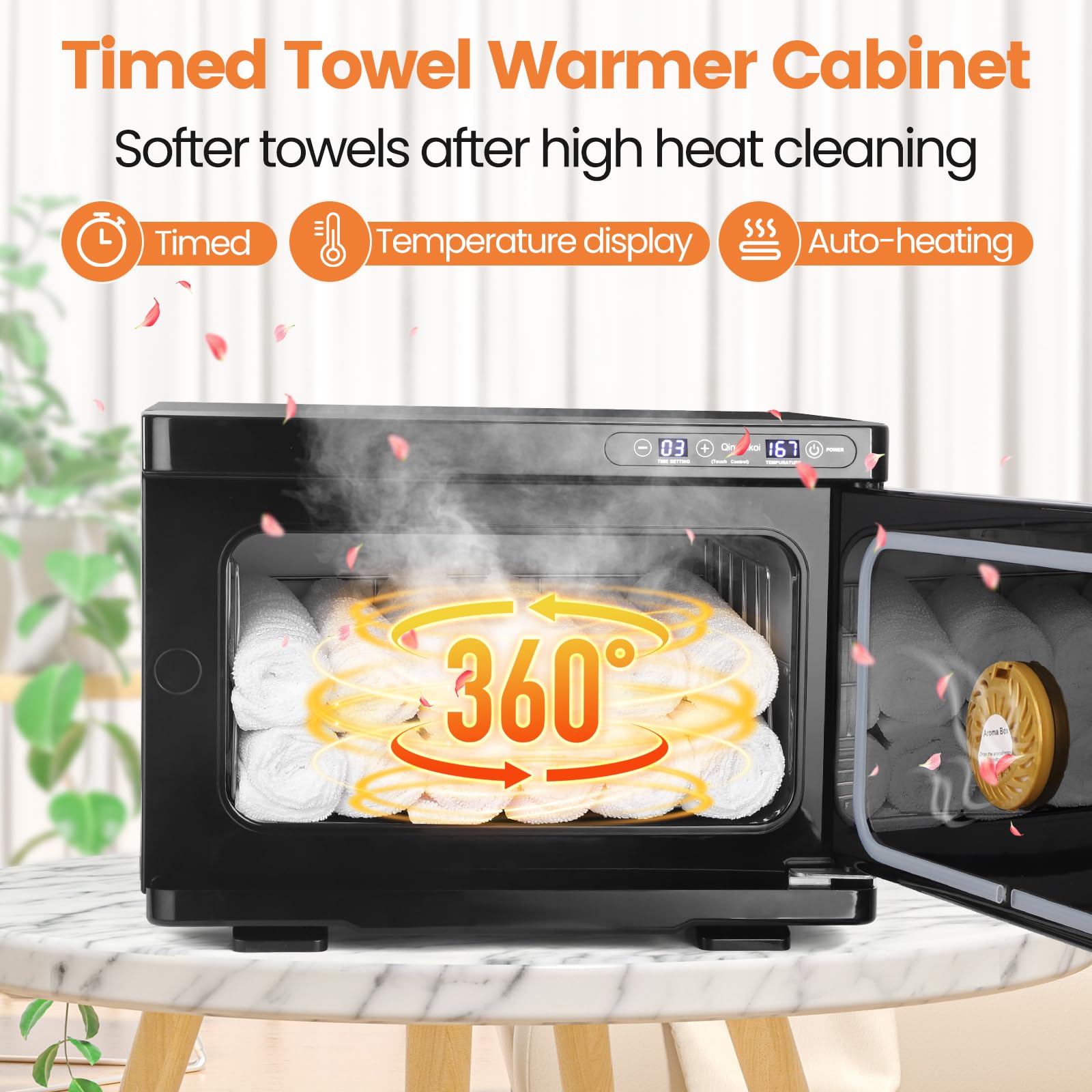 8L Digital Hot Towel Warmer Cabinet - Electric Spa Towel Heater for Home, Salon & Massage - Fast Heating Black Towel Caddy (Perfect for Facial Treatments, Hair Styling & Relaxation Therapy)