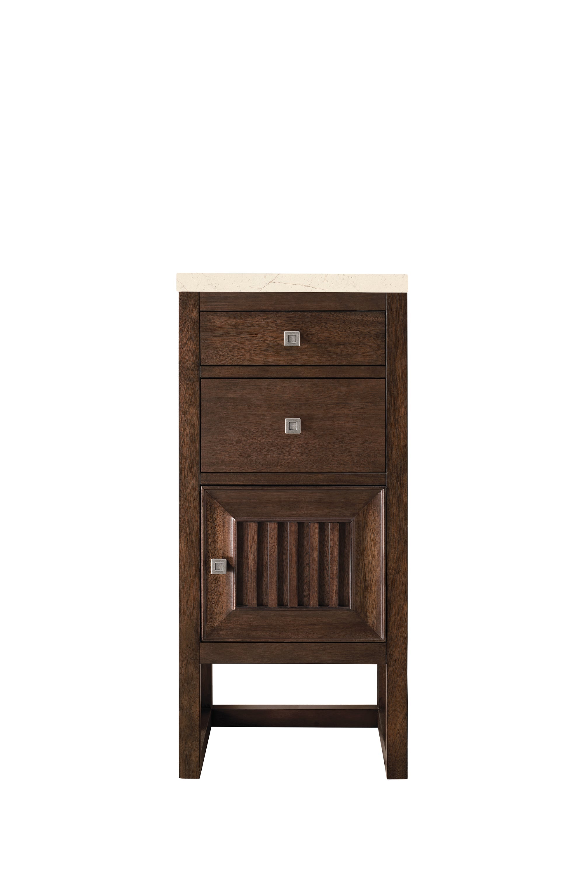 Mid Century Modern Acacia Wood Athens 15 Cabinet with Drawers & Door - 3CM Eternal Marfil Stone Top - Perfect for Living Room Storage, Bedroom Organization & Home Office Decor