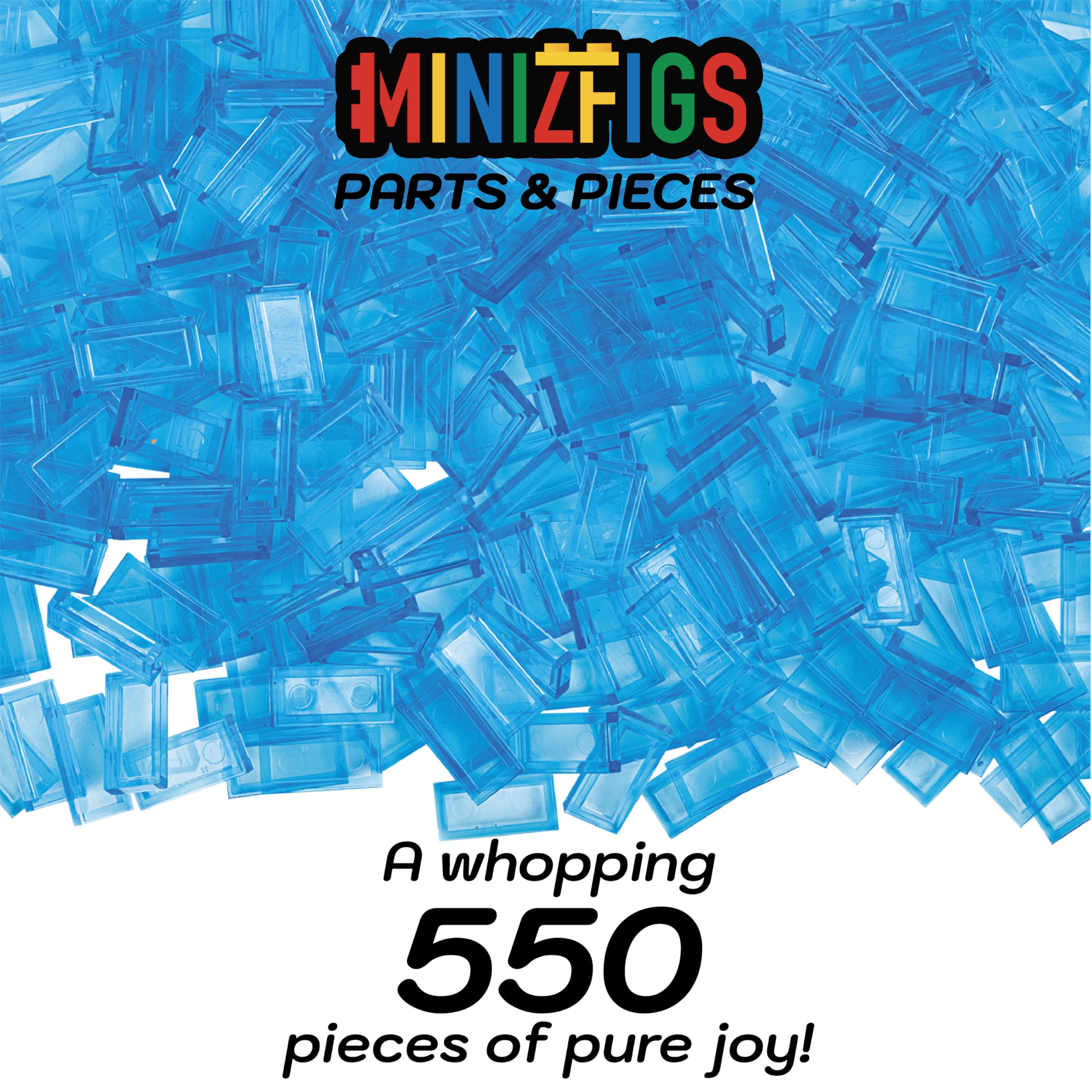 550 PCS Transparent Light Blue 1x2 Tiles - Bulk Flat Building Bricks Toy for Kids, Compatible with Lego Bricks, Perfect for Water Play & Creative Building Block Sets - Ideal for DIY Projects, Mosaic Art & STEM Learning Activities