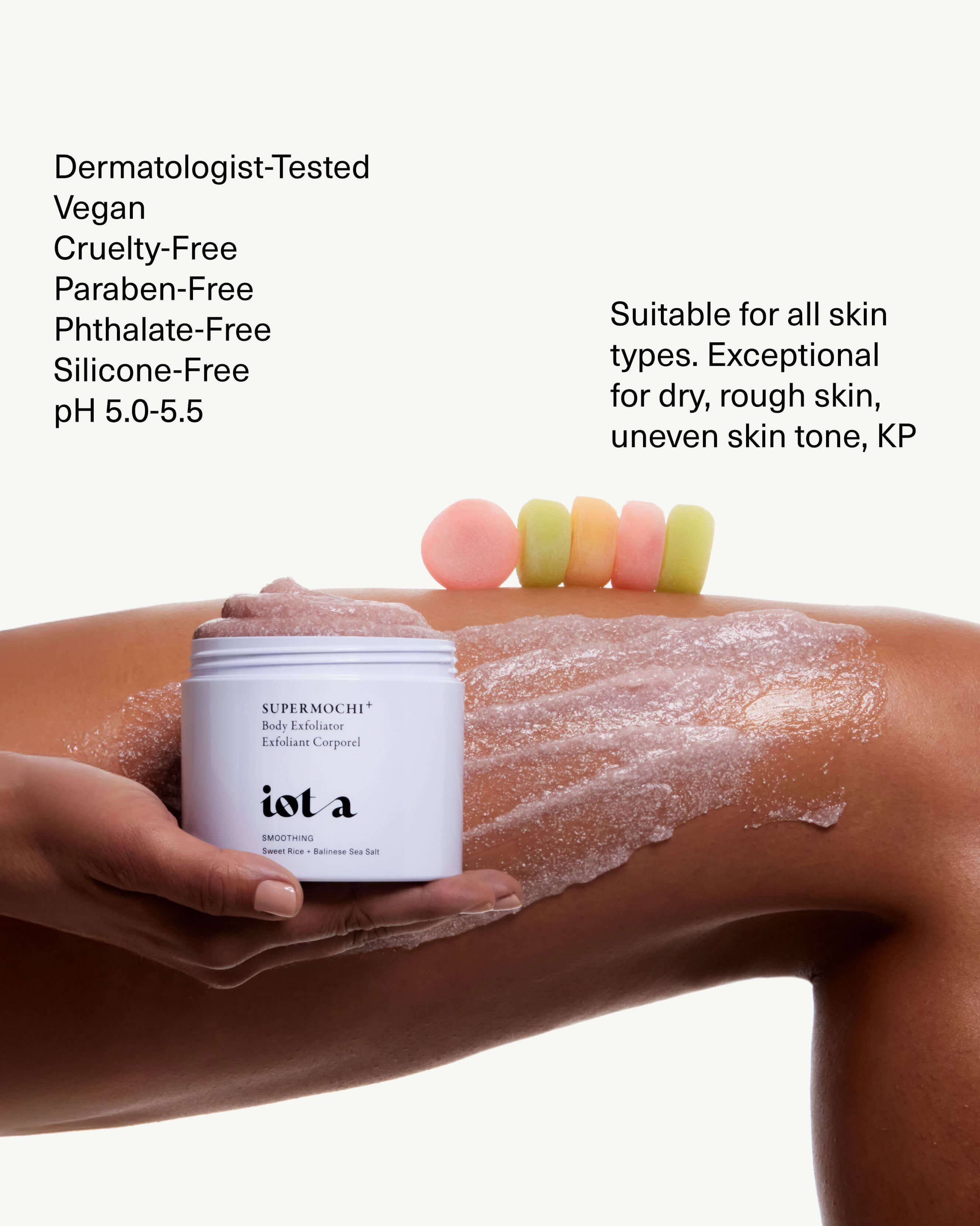 SuperMochi Exfoliating Body Scrub - Gentle Skin Polish for Smooth & Glowing Skin - Perfect for Dry Skin & Pre-Shave Exfoliation - Spa & Home Skincare Routine