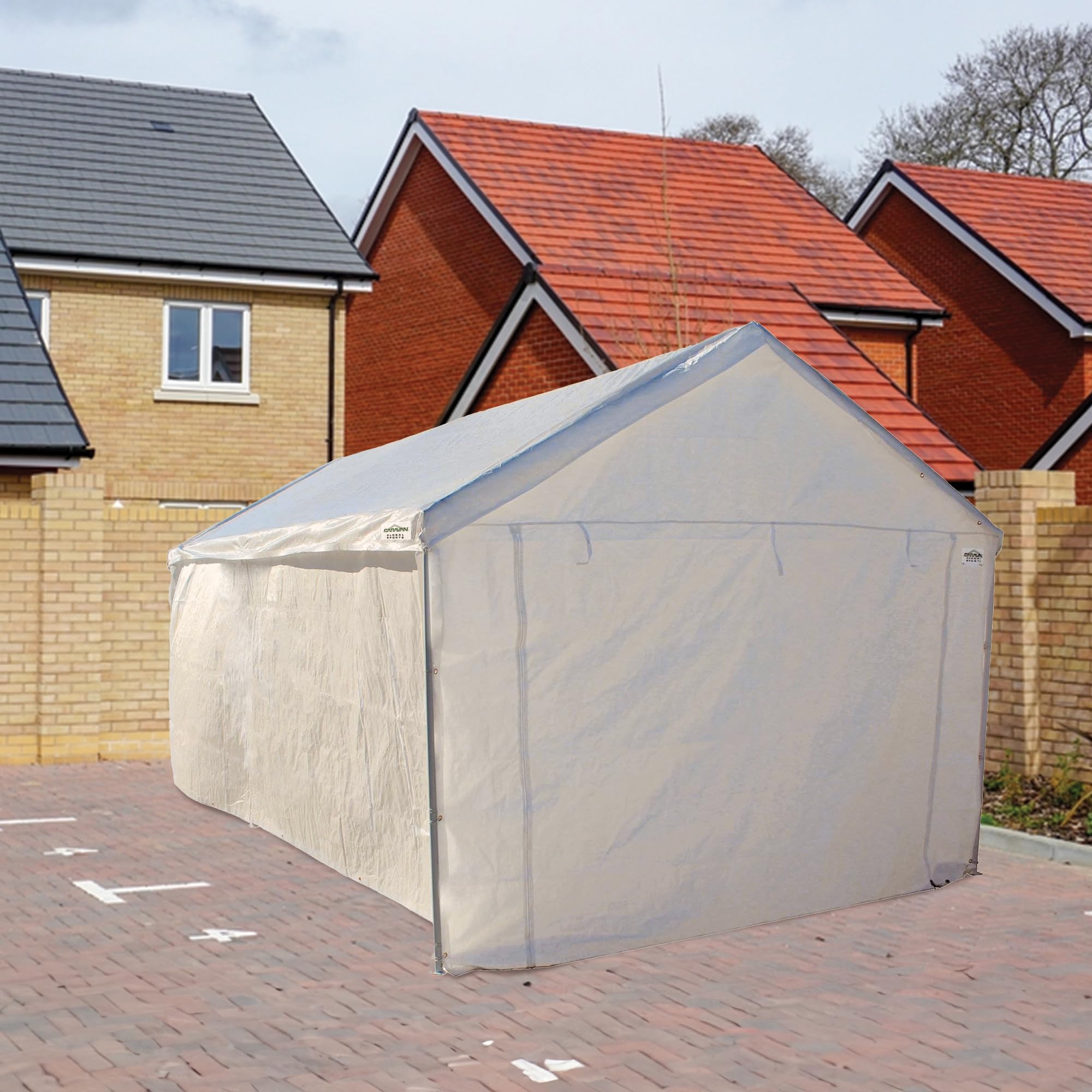 Canopy Tent Sidewalls for Domain Carport with Adjustable Straps - Waterproof White Garage Storage Accessories - Perfect for Outdoor Events, Vehicle Protection & Temporary Shelter Solutions