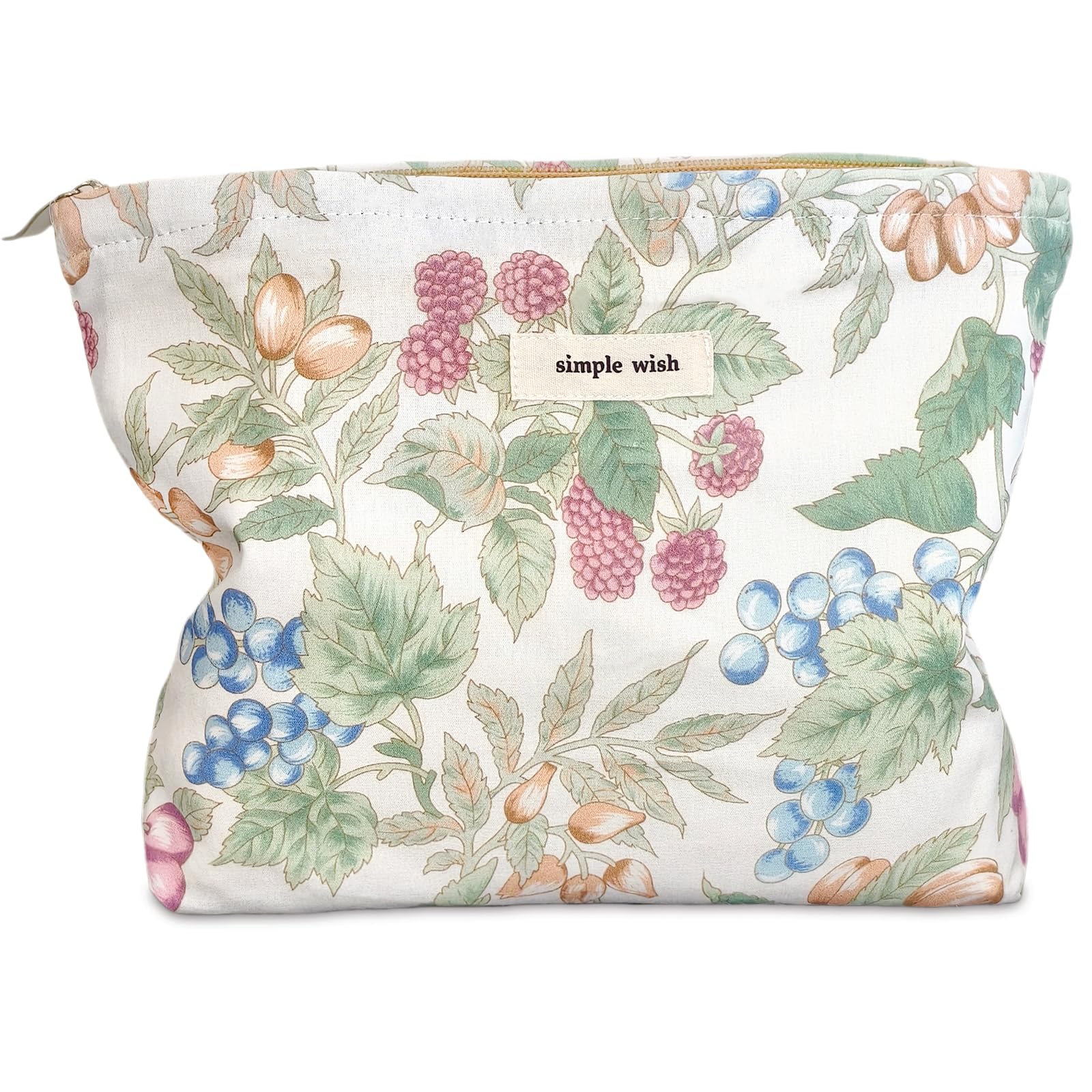 STARDW Floral Makeup Bag for Women - Cute Small Cosmetic Pouch with Large Capacity, Travel Toiletry Organizer with Zipper - Perfect for Travel, Gym & Daily Use (Berry)