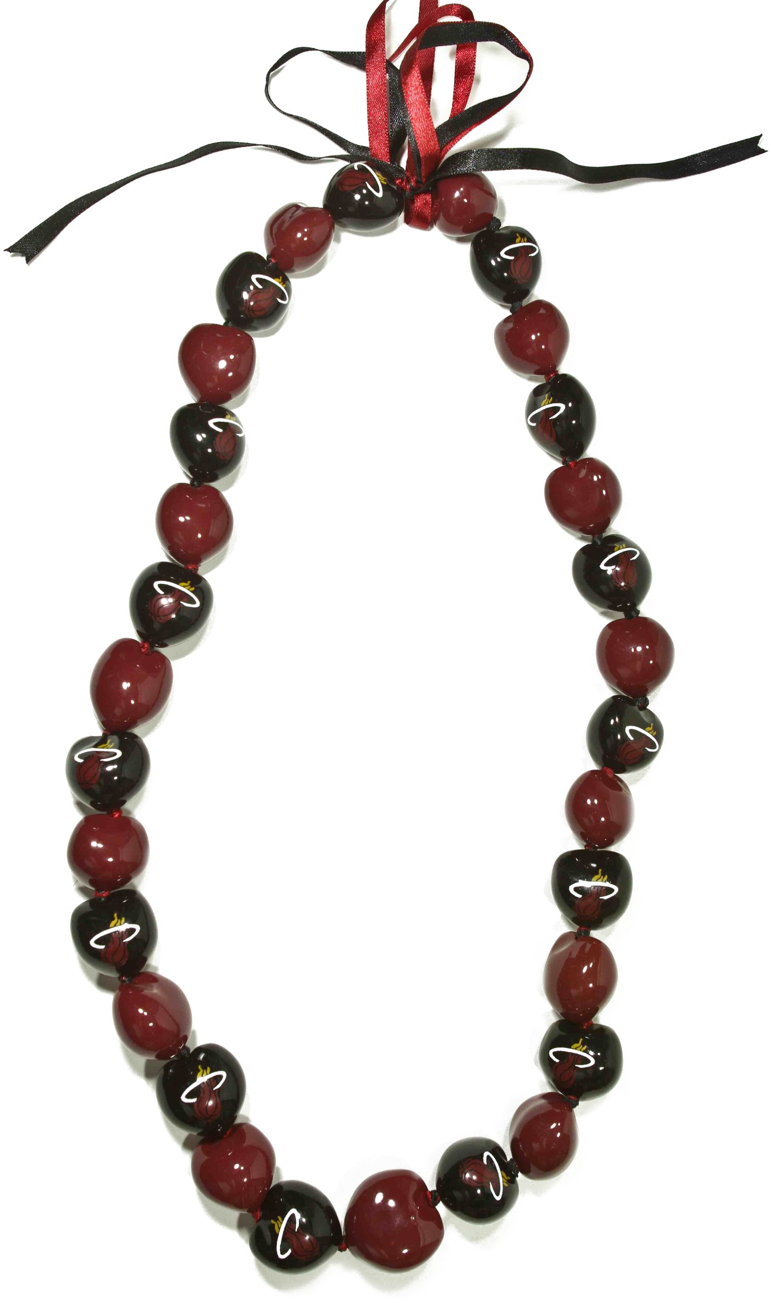 NBA Miami Heat Go Nuts Kukui Nut Lei Necklace - Hawaiian Style Sports Fan Gift for Basketball Lovers, Perfect for Game Day, Parties, and Tropical Themed Events