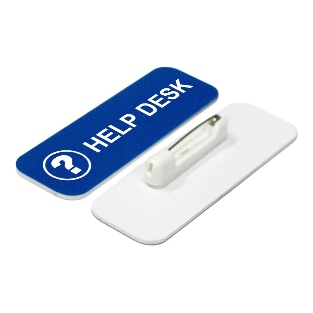 3 Pack Blue Help Desk 1 x 3 Inch Name Tag Badges for Office Staff, Customer Service & Event Identification