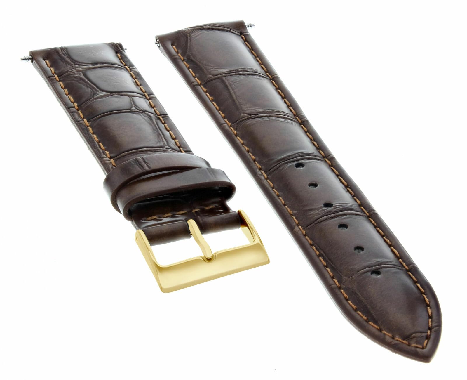 19mm Genuine Leather Watch Band Strap for Omega Speedmaster & Seamaster - Dark Brown with Gold Buckle | Replacement Watch Strap for Men's Luxury Watches | Perfect for Business, Casual & Formal Occasions