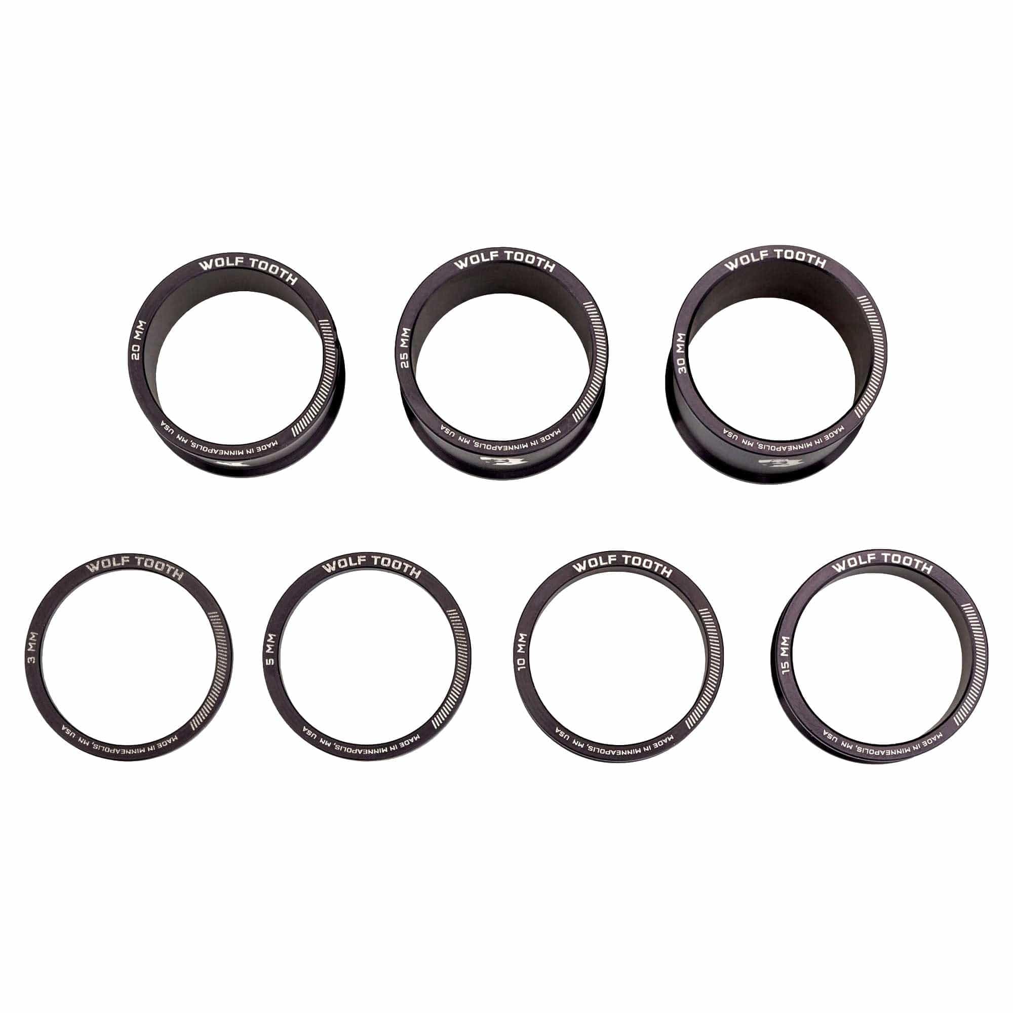 Wolf Tooth Precision Anodized Headset Spacers - Lightweight Bicycle Spacer Kit for MTB & Road Bikes - Durable Aluminum Alloy for Smooth Ride (5mm/10mm/15mm) - Perfect for Bike Upgrades & Maintenance