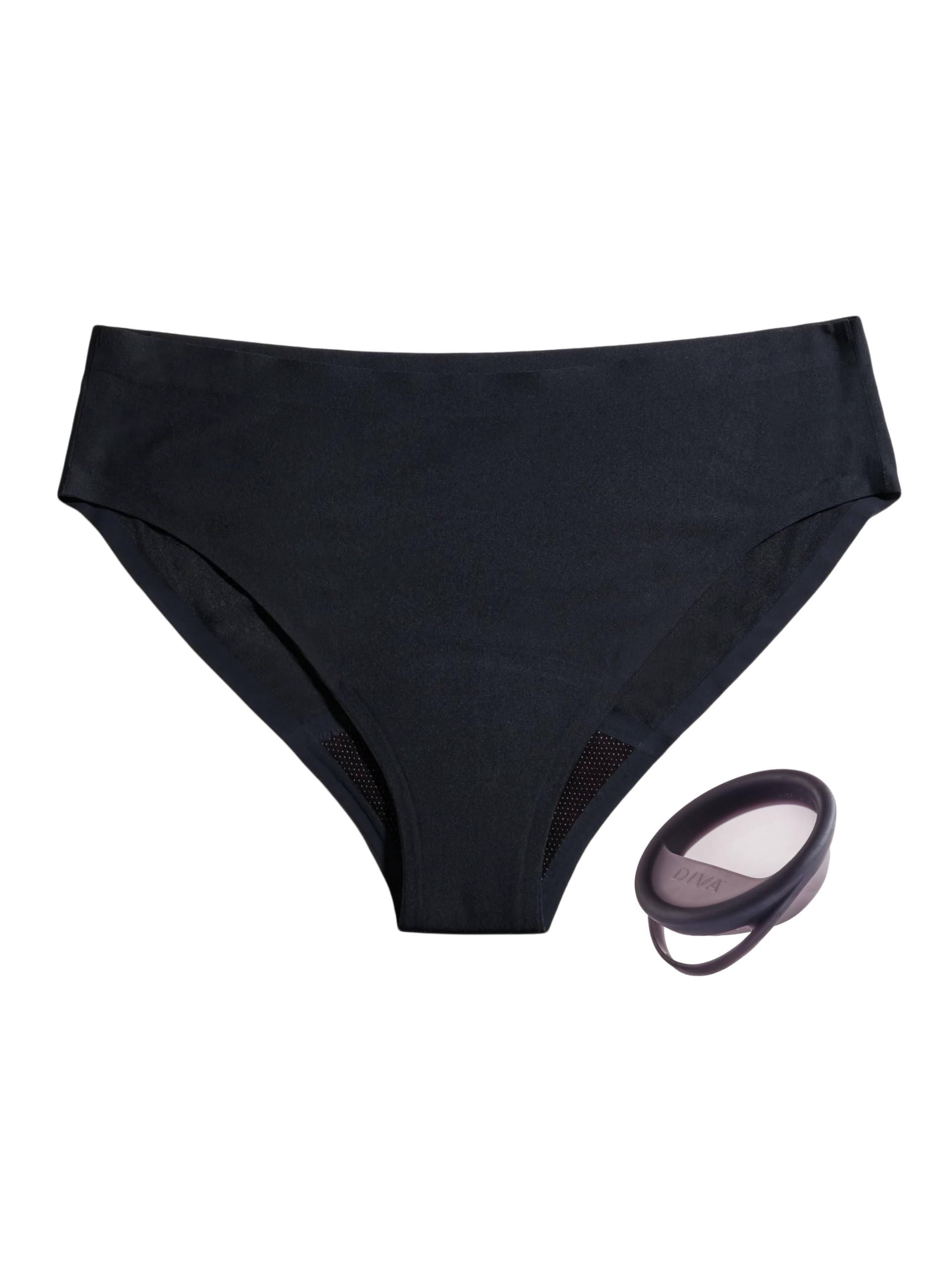 DivaCup Reusable Period Underwear & Menstrual Disc - Leakproof Bikini Briefs for Women - Eco-Friendly Washable Black Panties | Perfect for Yoga, Swimming & Overnight Protection