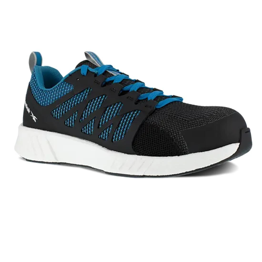 Fusion Flexweave™ Composite Toe Athletic Work Shoes for Men - Lightweight Safety Shoes Black/Blue - Perfect for Construction, Warehouse & Industrial Work