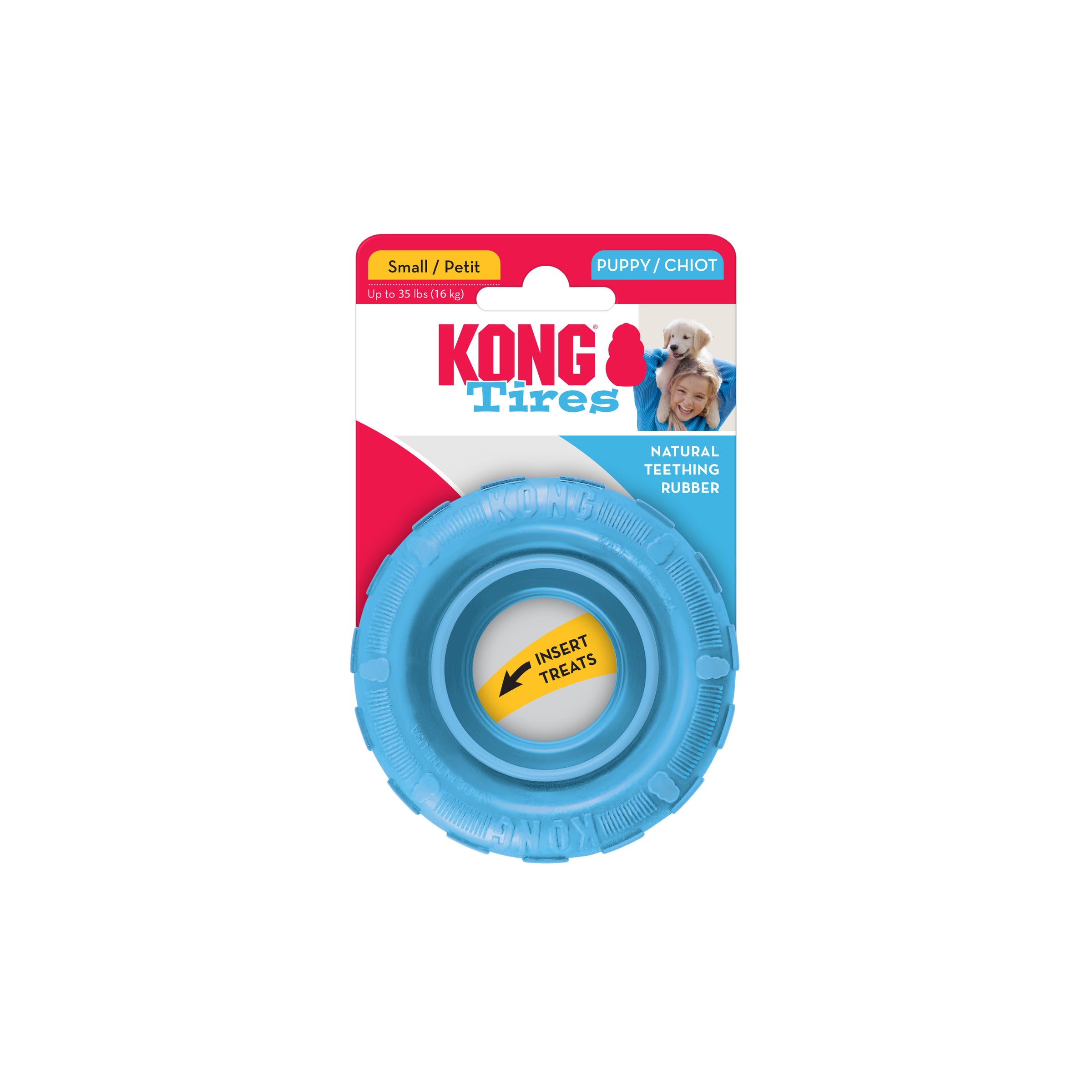 Durable Puppy Kong Chew Toy Tire - Hide Treats for Teething Puppies - Perfect for Training, Playtime & Dental Health