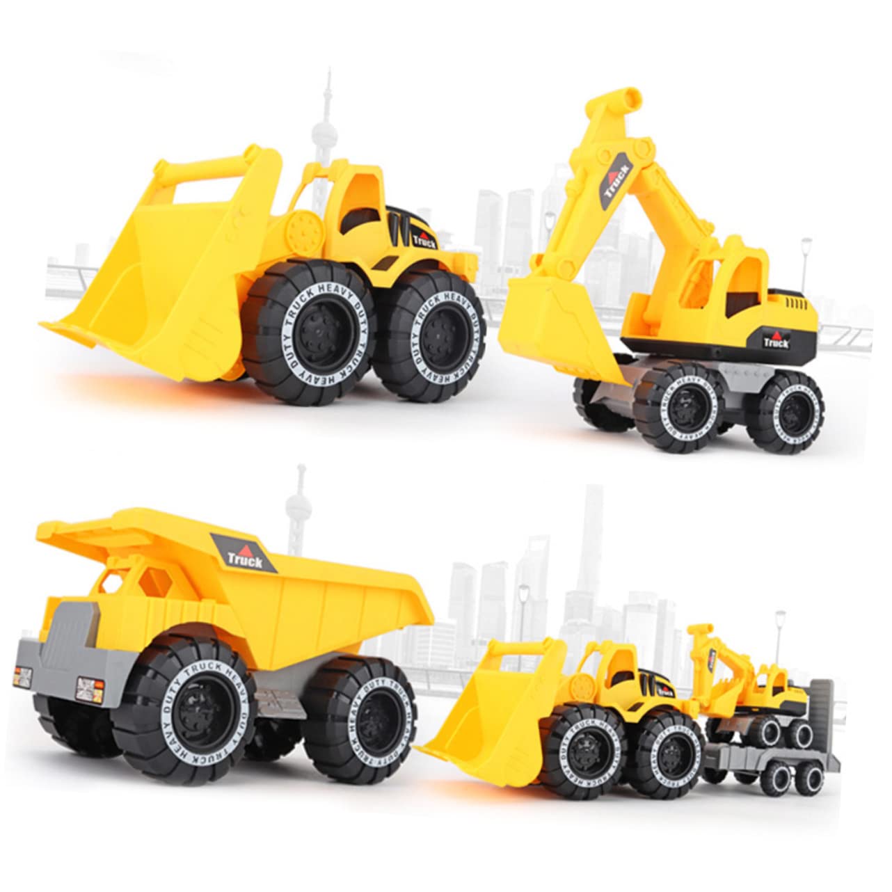 Toyvian 1PC Inertial Car Toy for Kids - Engineering Vehicle Toy Car with Excavator - Fun Educational STEM Toy for Boys & Girls - Perfect for Indoor Play, Birthday Gifts & Learning Activities