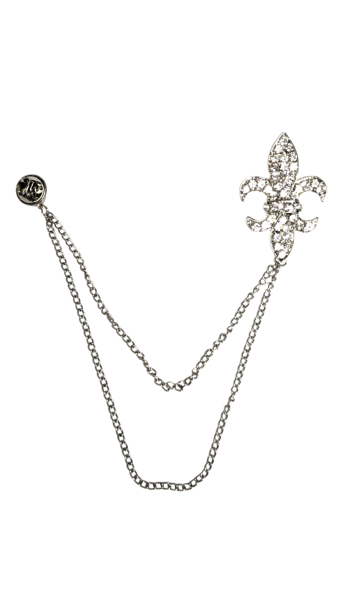 Vintage Silver Lys Royale Fleur de Lis Lapel Brooch Pin - Elegant Floral Design for Women's Blazers, Dresses & Formal Attire - Perfect for Weddings, Parties & Special Occasions - DPLPFDL3