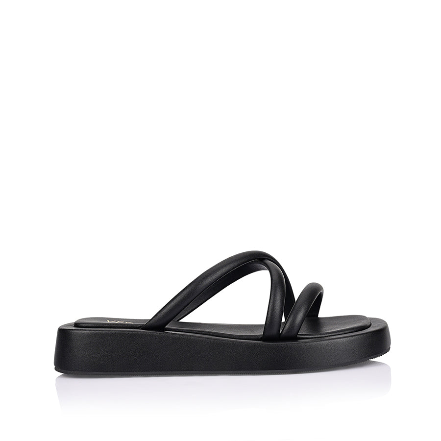 Boaz Comfortable Flatform Slides for Women - Black | Summer Casual Sandals for Beach, Pool, and Everyday Wear