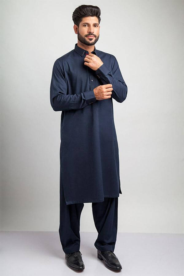 Elegant Midnight Blue Shalwar Kameez - Traditional Pakistani Dress for Women | Perfect for Weddings, Parties & Special Occasions