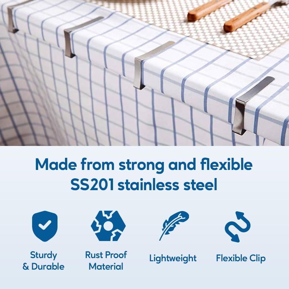 12 Pack Stainless Steel Picnic Tablecloth Clips - Heavy Duty Table Cloth Clamps for 2.5