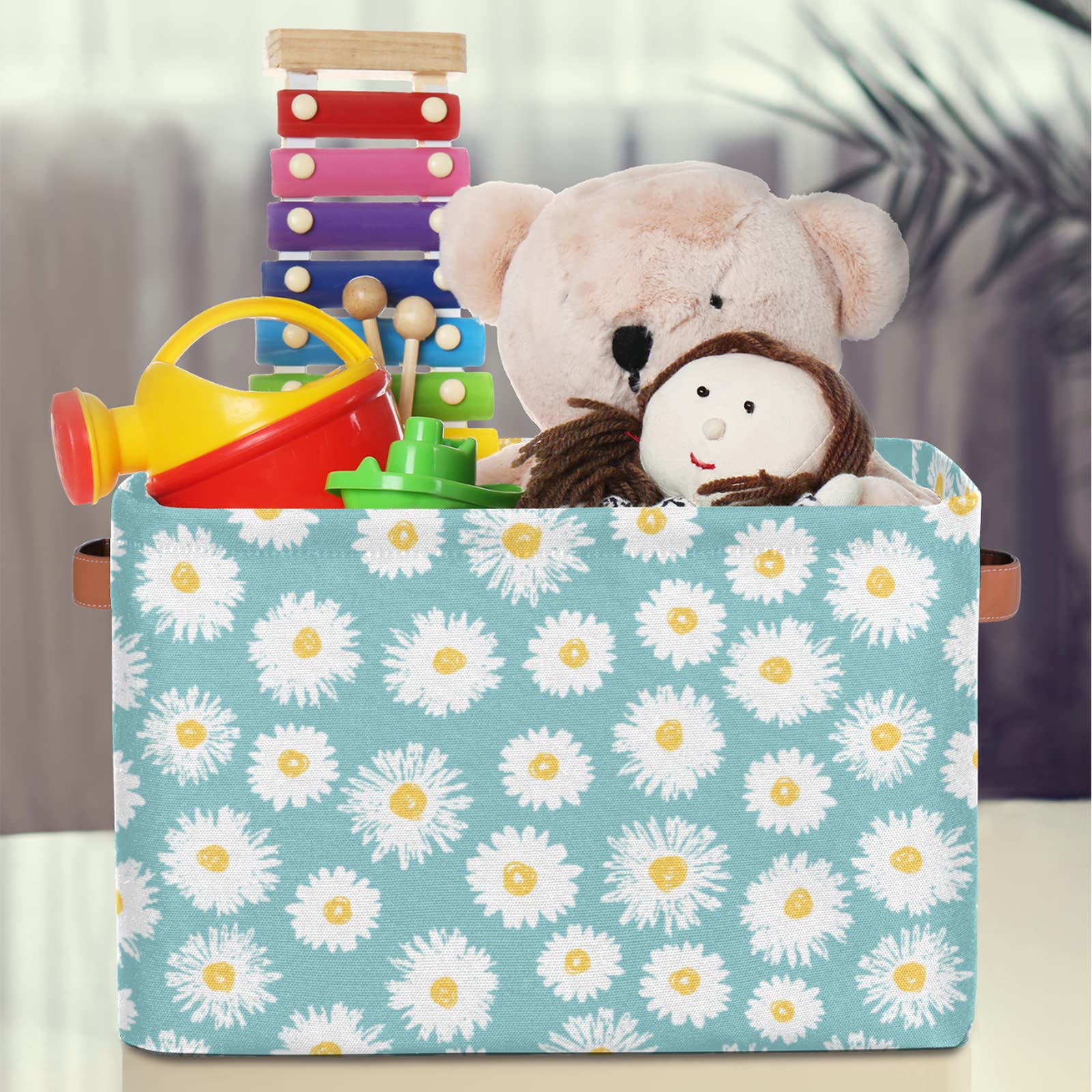 AUUXVA Collapsible Daisy Storage Baskets - Foldable Cube Organizer Bin for Nursery, Bedroom, Bathroom & Toy Storage (1PC) - Perfect for Laundry, Shelves & Home Organization