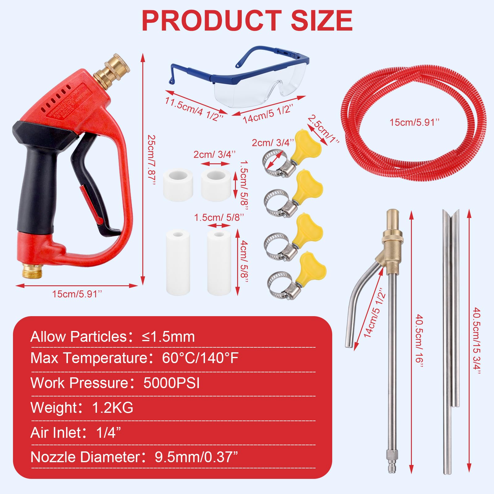 5000 PSI Pressure Washer Sand Blaster Kit with Gun & 4 Nozzles - 1/4'' Quick Connect Wet Abrasive Blasting Attachment for Concrete, Brick & Metal Cleaning