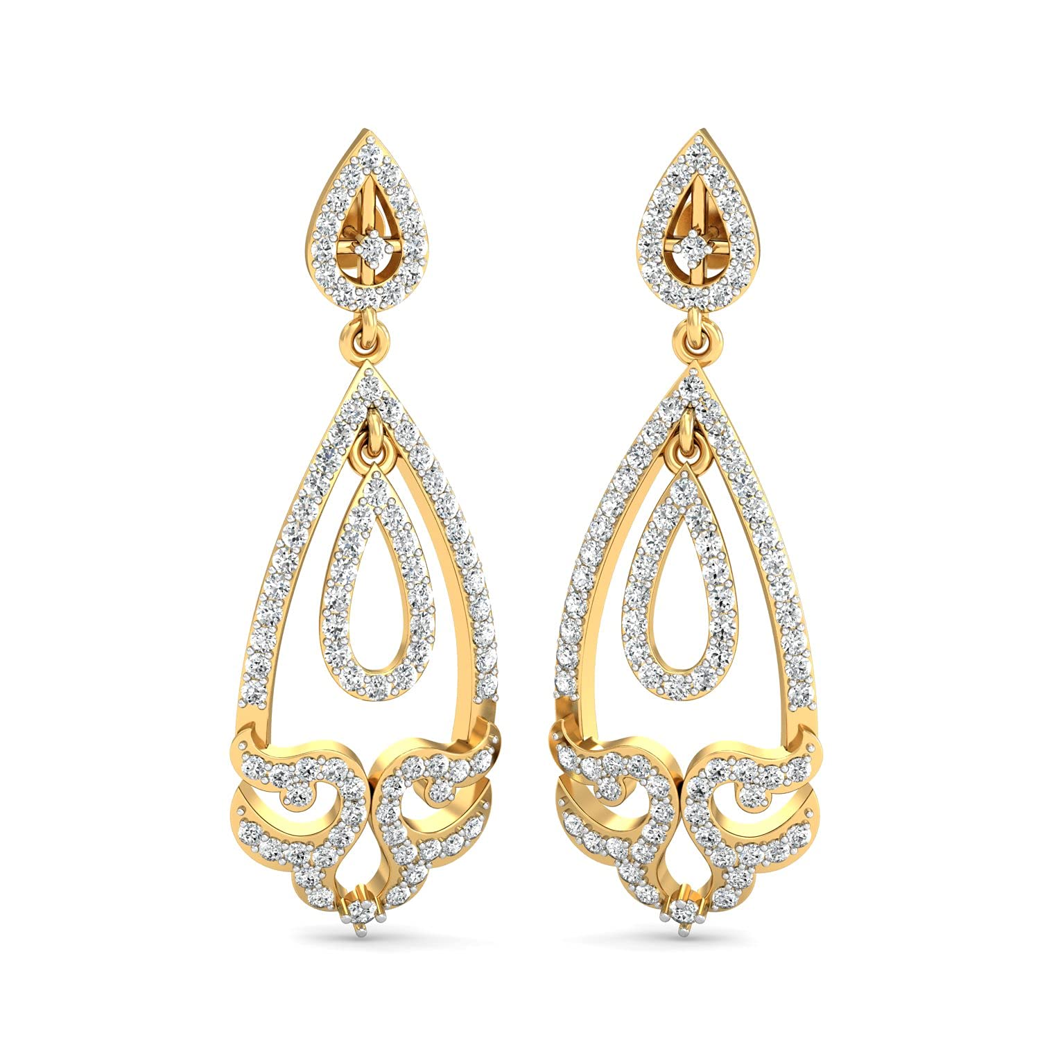 Certified 14K Gold Round Diamond Drop Earrings for Women - 1.71ct Natural Diamond Stud Earrings in White/Yellow/Rose Gold - Elegant Gift for Anniversary, Wedding & Special Occasions