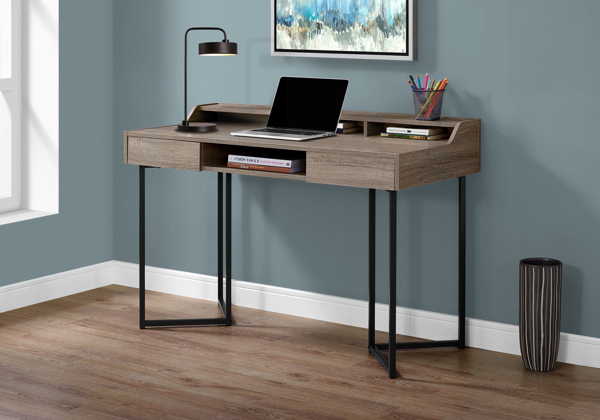 48L Office Series Dark Taupe & Black Metal File Cabinet - Perfect for Home, Office, and Storage Organization