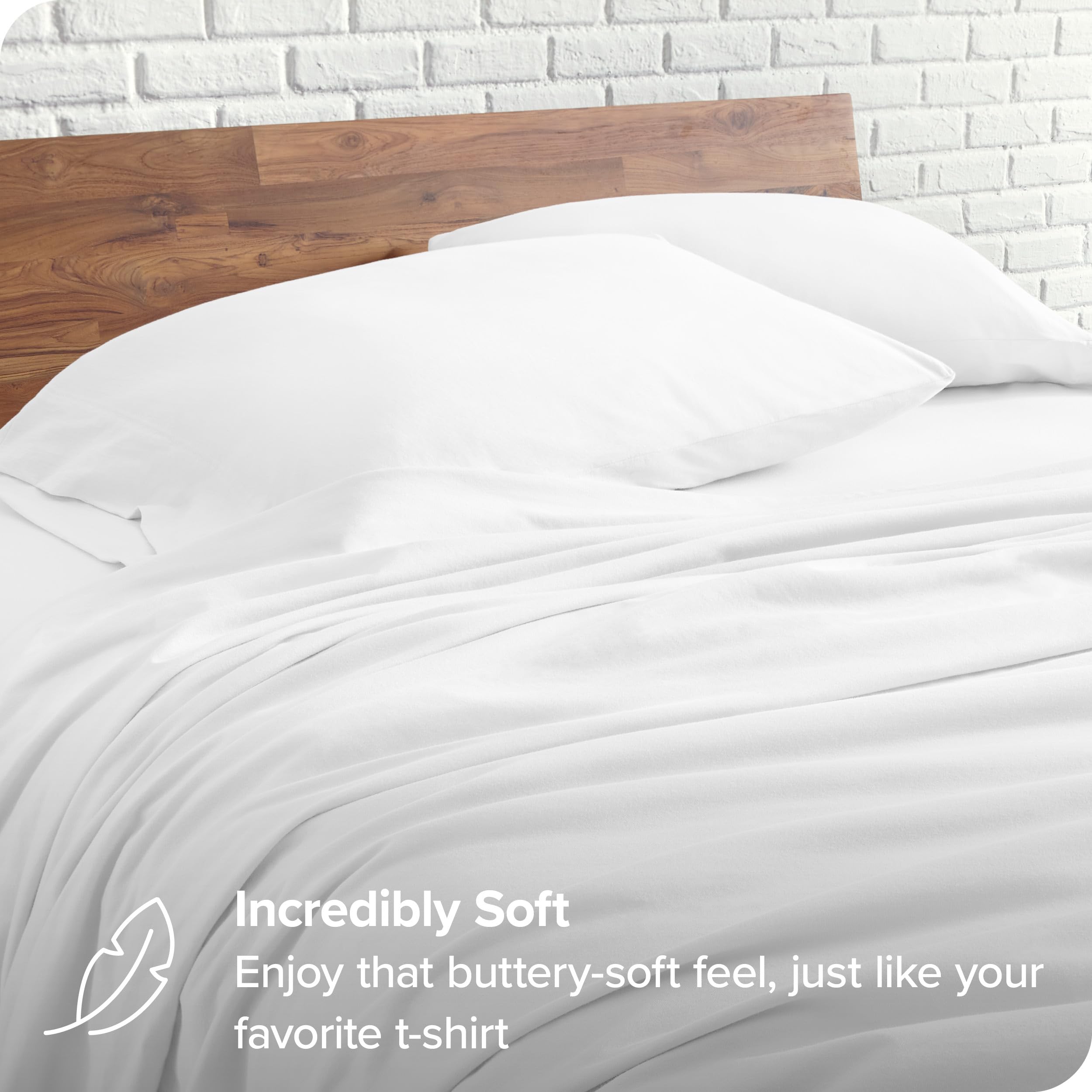 Bare Home 100% Organic Cotton Jersey Sheet Set - Ultra Soft Breathable Bed Sheets with Deep Pockets & Pillowcases (Twin Size, White) - Perfect for Cozy Nights, Guest Rooms & Dorm Essentials