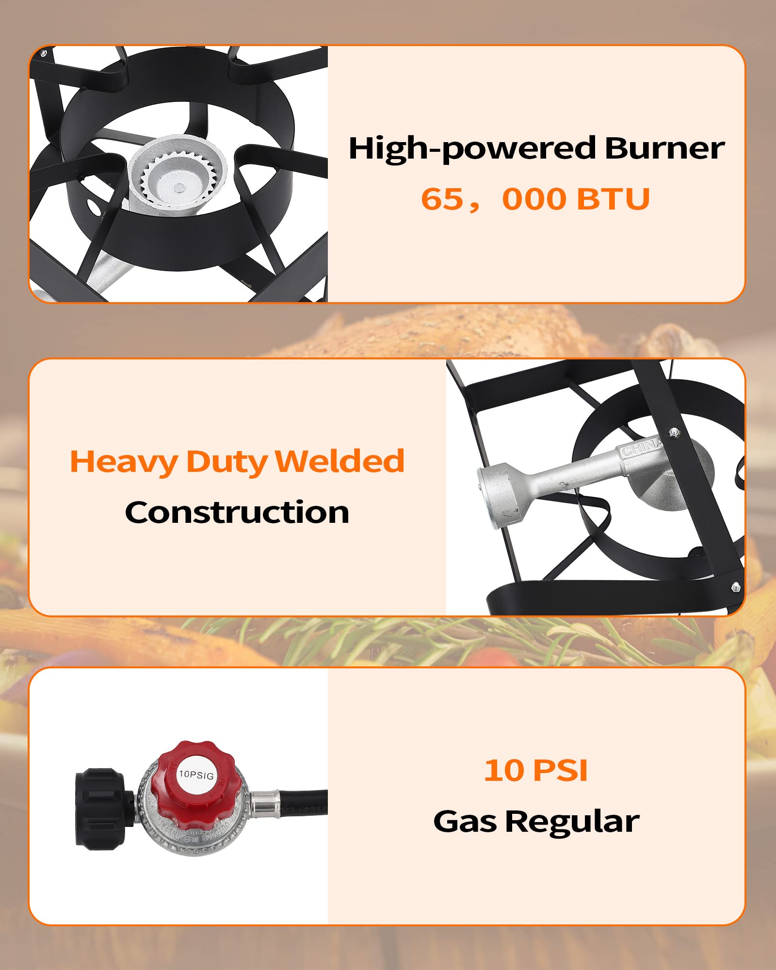 30QT + 10QT Turkey Fryer Propane Burner Kit [54,000 BTU] with Seafood Boil Pot & Basket - Outdoor Cooking Equipment for Thanksgiving, Camping, Backyard BBQs - 13 Inch Black