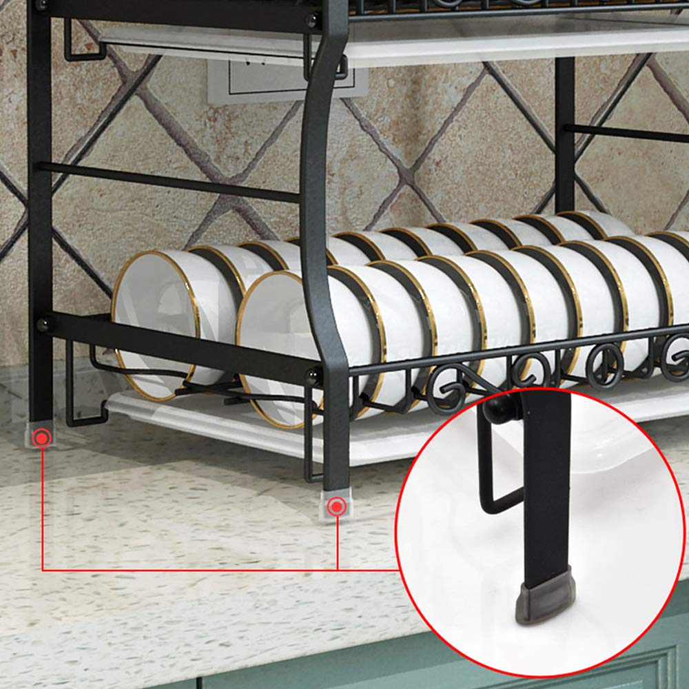 Premium 304 Stainless Steel Black Dish Drain Rack - Heavy Duty Kitchen Utensil Organizer with Knife Holder | Perfect for Countertop, Sink Side & Small Space Kitchen Organization