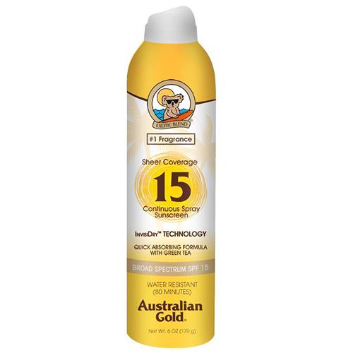Australian Gold Continuous Spray Sheer Sunscreen SPF 30 - 6 oz | Broad Spectrum UVA/UVB Protection | Water-Resistant | Lightweight & Non-Greasy | Perfect for Beach, Pool & Outdoor Activities