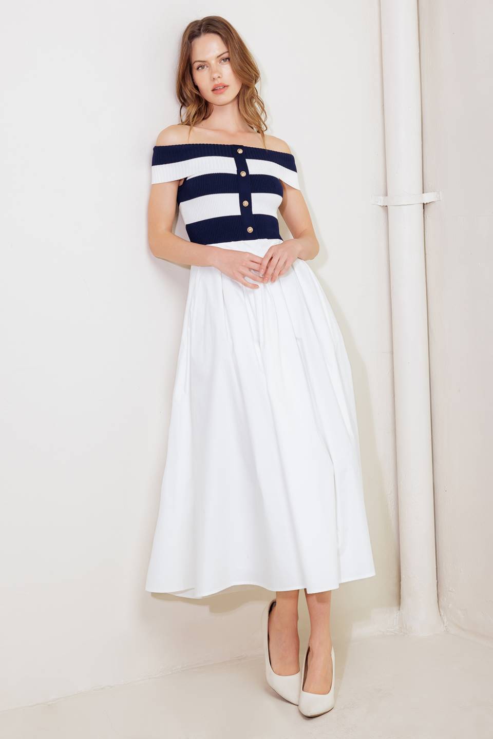 Newport Navy Knit Midi Dress - Women's Casual Summer Dress for Beach, Vacation & Everyday Wear