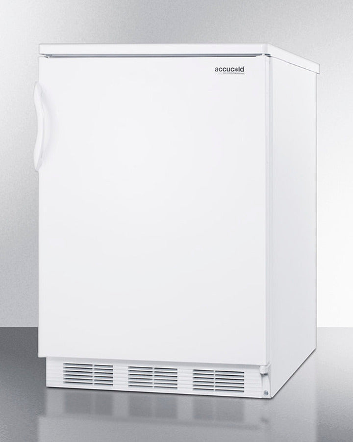 Accucold 24 Inch Wide Built-In All Refrigerator with Automatic Defrost - White Finish FF6WBI - Perfect for Kitchen, Basement, or Office Use