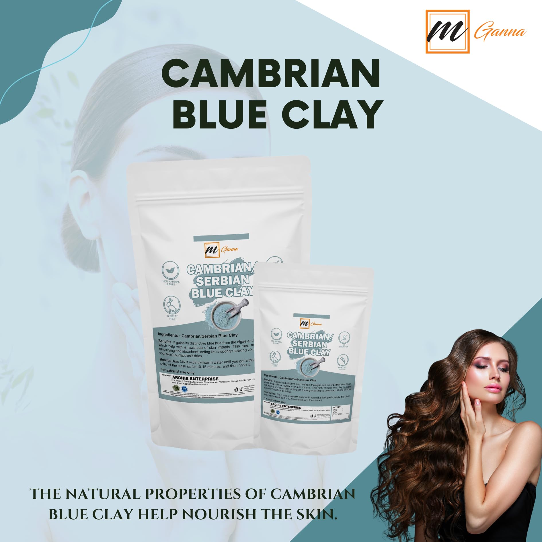 Cambrian/Serbian Blue Clay 2lbs (908g) - Premium Natural Clay for DIY Skincare, Face Masks, Body Wraps & Soap Making | Detoxifying & Exfoliating for Acne, Blackheads & Glowing Skin | Perfect for Spa, Home Beauty Treatments & Handmade Cosmetics