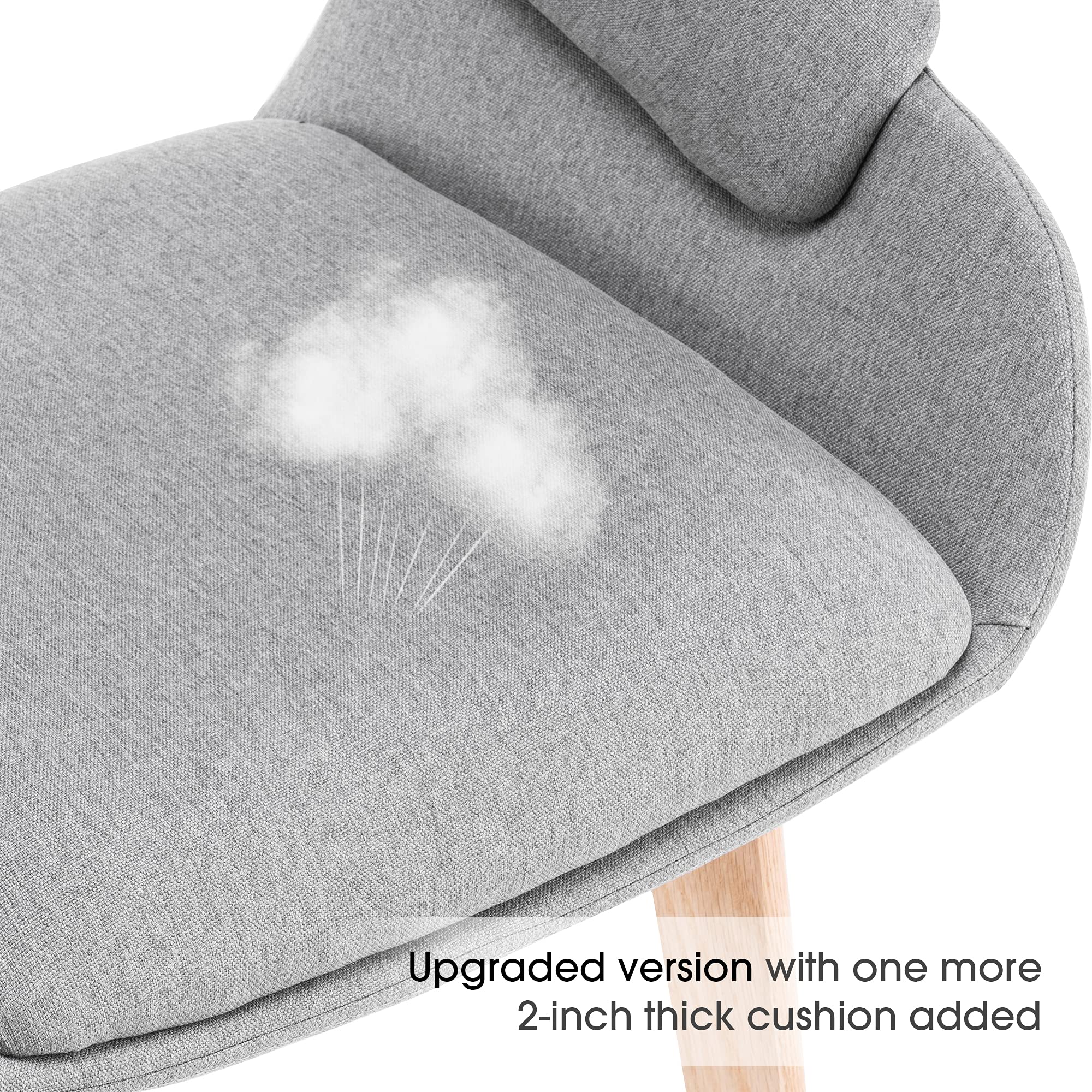 Modern Mid-Century Accent Arm Chairs Set of 2 - Linen Upholstered Dining Room Chairs with Solid Wood Legs & Cushions (Grey) - Perfect for Living Room, Dining Area, Guest Seating & Lounge Decor