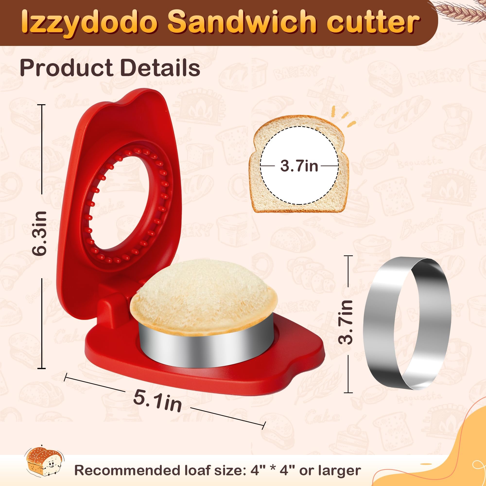 Uncrustables Sandwich Cutters for Kids - Crustless Sandwich Maker & Sealer Tool - Perfect for School Lunch Boxes, Bento Boxes, and Picnics - Fun Kitchen Gadget for Boys and Girls (Red Round) - Great for Meal Prep, Snack Time, and On-the-Go Lunches