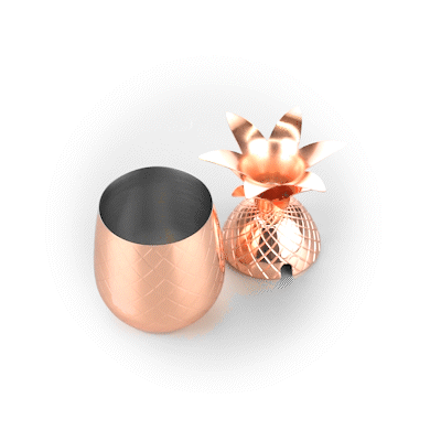 Bar Lux 16 oz Copper Plated Stainless Steel Pineapple Tumbler Cup - Insulated Double Wall Vacuum Flask for Hot & Cold Drinks - Perfect for Beach, Pool, Office & Outdoor Activities (3.5