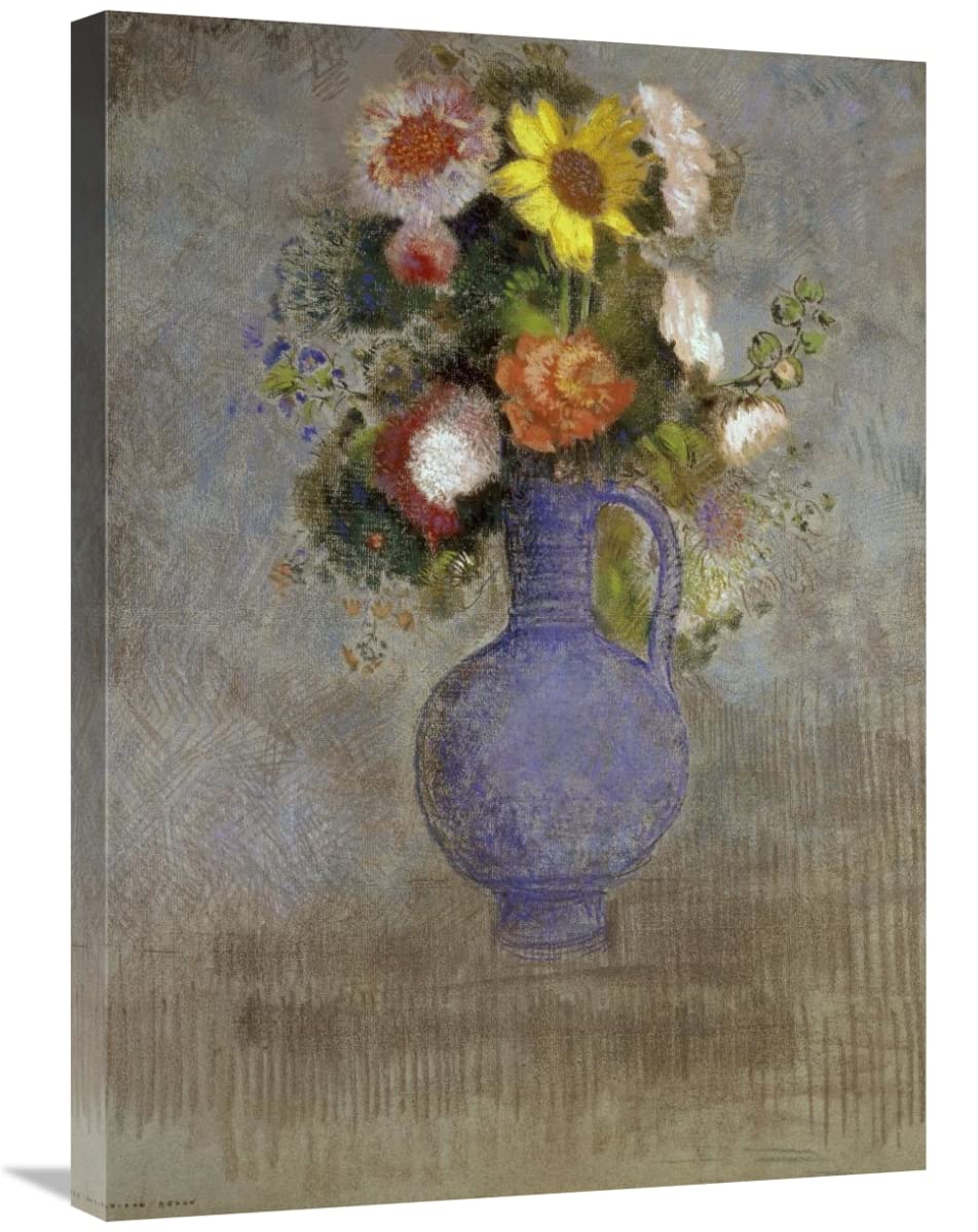 Odilon Redon 30 Inch Blue Vase Bouquet Art Print - Floral Wall Decor for Living Room, Bedroom & Office