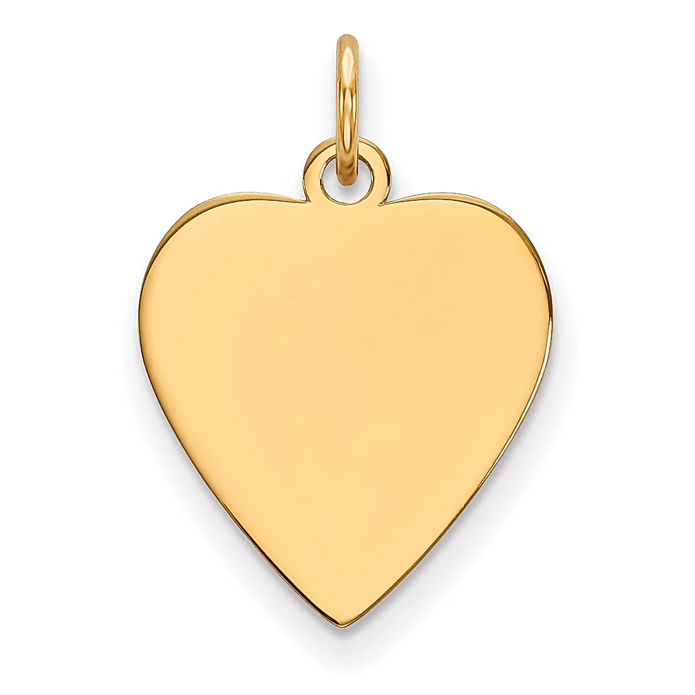 14k Yellow Gold Engravable Heart Disc Charm Necklace for Women - Simple Love Pendant Jewelry Gift for Her - Perfect for Anniversaries, Birthdays & Valentine's Day