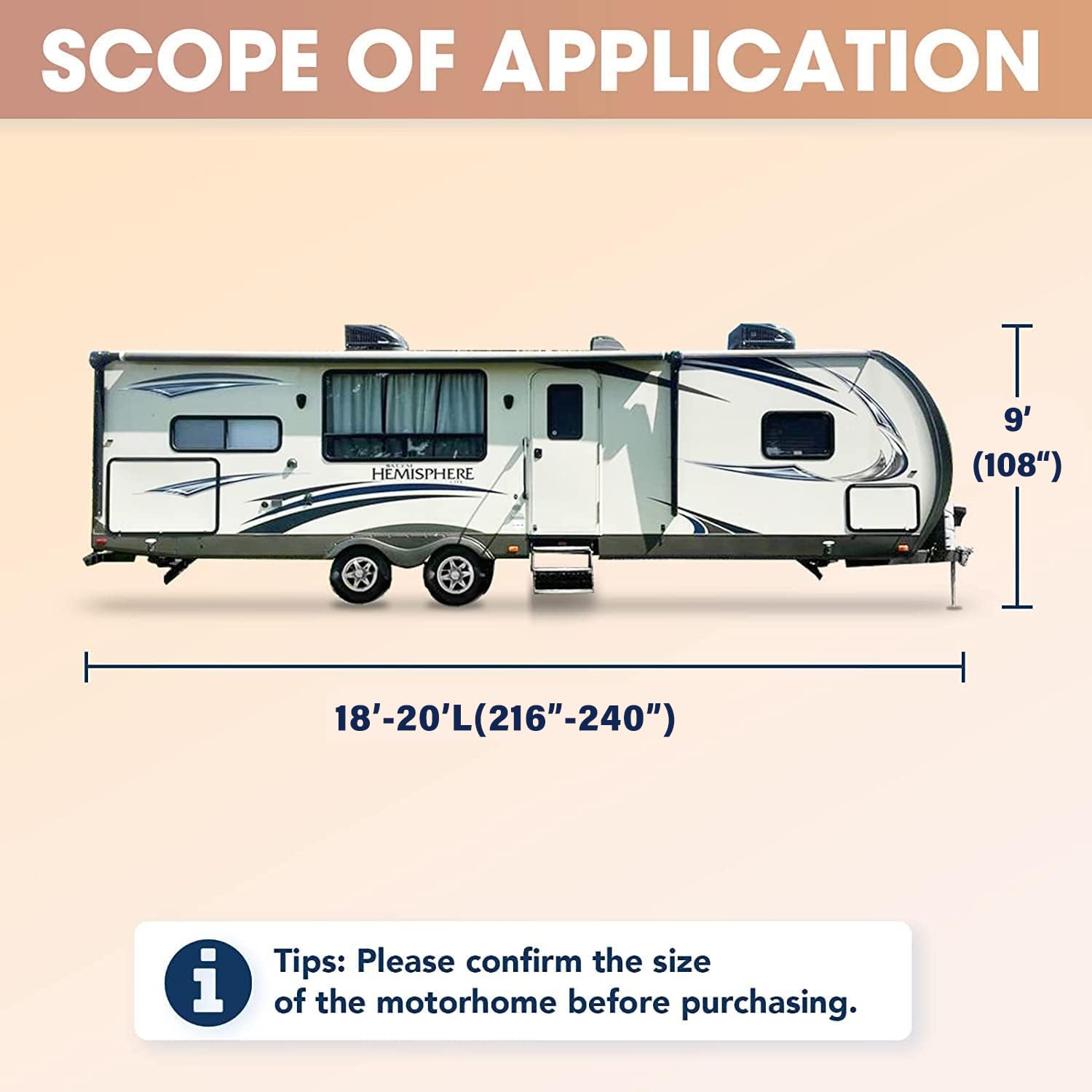 16ft to 36ft RV Cover - Waterproof & UV Resistant Travel Trailer Cover for 18-20ft Campers | Heavy Duty Camper Cover with Gutter Jack | Perfect for Outdoor Storage, Winter Protection & Long-Term Parking
