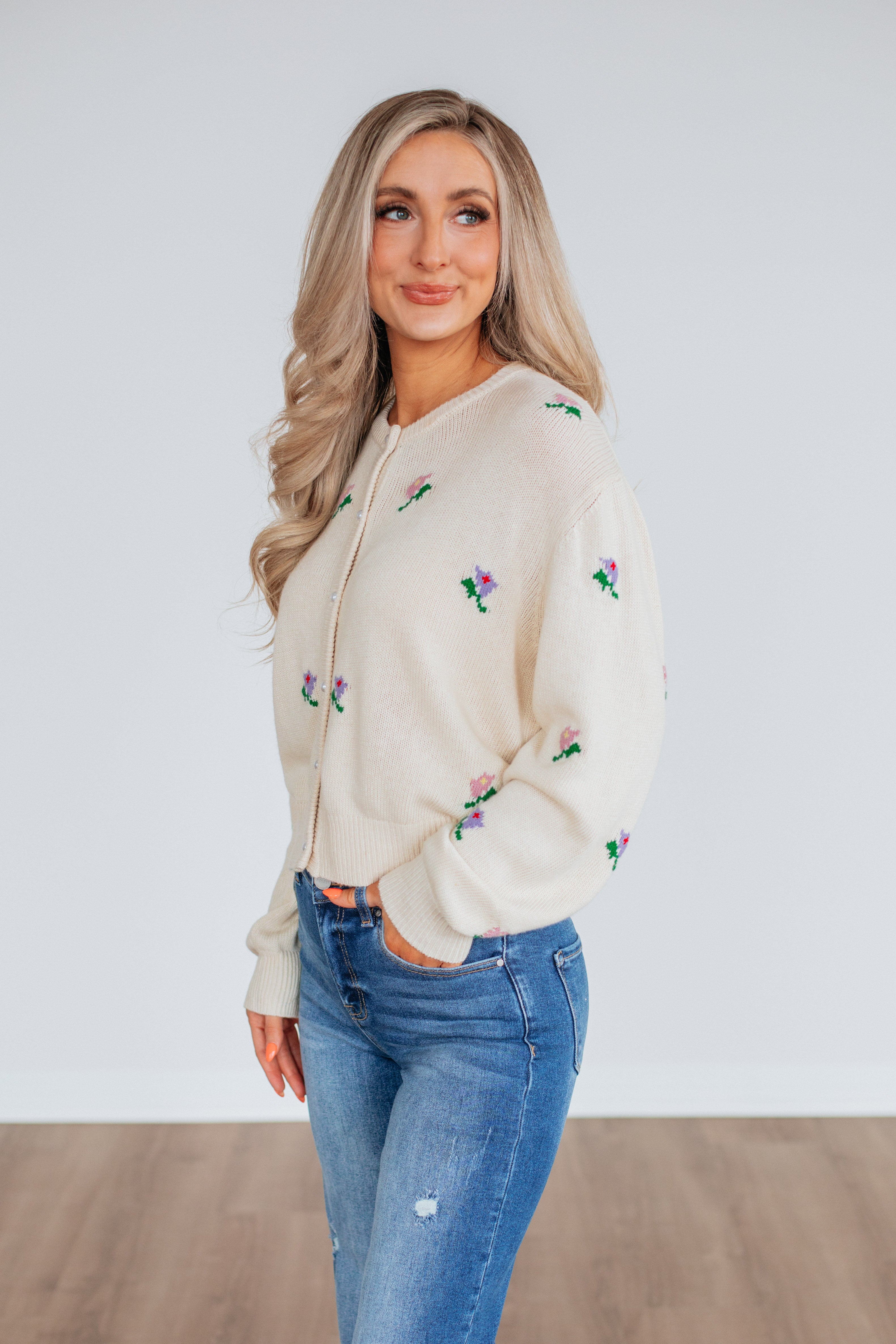 Betty Floral Cardigan for Women - Lightweight Knit Open Front Sweater - Spring & Fall Layering Piece for Casual Outfits or Office Wear