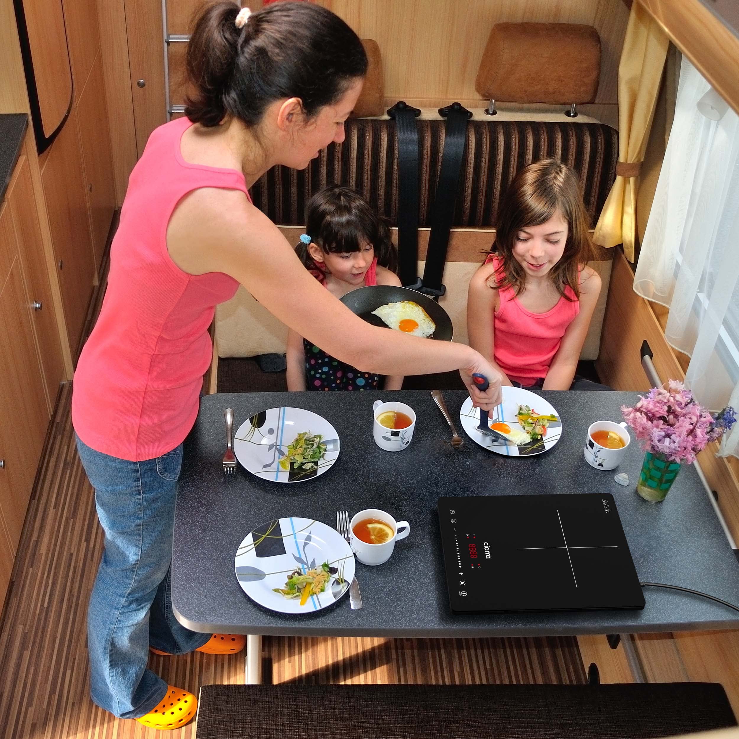 CIARRA CBTIH1 2000W Induction Cooktop with 8 Power Levels, Touch Control, Child Safety Lock, Auto Shut-Off & Multiple Timers - Black Ceramic Glass Surface for Fast, Safe & Energy-Efficient Cooking - Perfect for Home, Kitchen, Dorm & RV Use