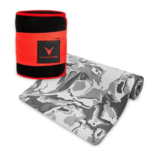 Premium Non-Slip TPE Yoga Mat with Travel Strap & Waist Trimmer - Extra Thick & Durable Gray Camouflage Design for Home Workouts, Gym, Pilates & Travel Fitness