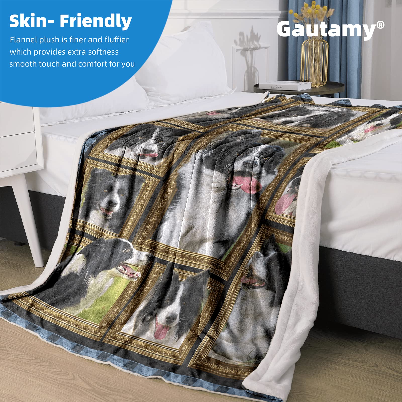 Soft Border Collie Dog Blanket for Kids & Toddlers - 40