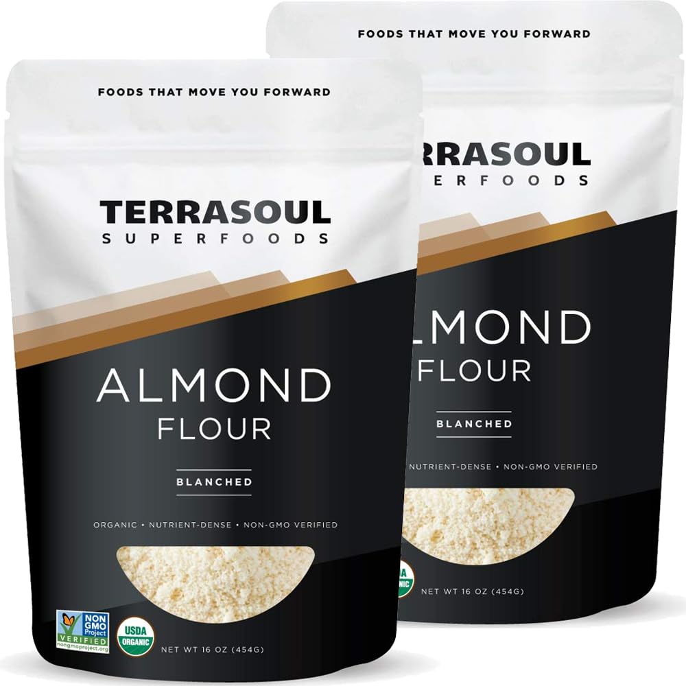 Organic Almond Flour by Terrasoul Superfoods - 2 Lbs (Pack of 2) | Fine Texture, Grain-Free, Gluten-Free | Perfect for Keto Baking, Paleo Diet & Healthy Cooking | Ideal for Cookies, Pancakes & Breads