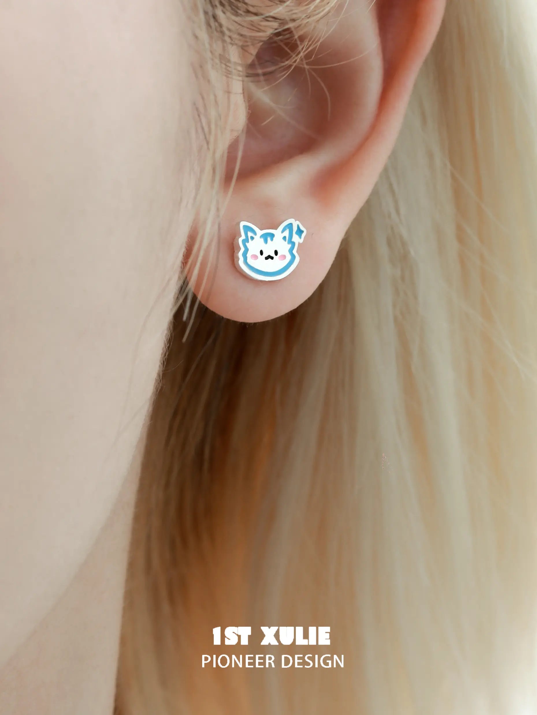 Angel Cuties 925 Sterling Silver Kitten & Puppy Stud Earrings - Hand Painted Colorful Resin Pet Jewelry for Women - Perfect Gift for Cat & Dog Lovers, Casual Wear & Special Occasions