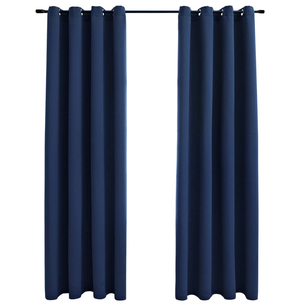 CHARMMA Blackout Curtains with Rings - 2 Panels Navy Blue 54x95 Inch Thermal Insulated Window Drapes for Bedroom & Living Room - Noise Reducing & Light Blocking Fabric