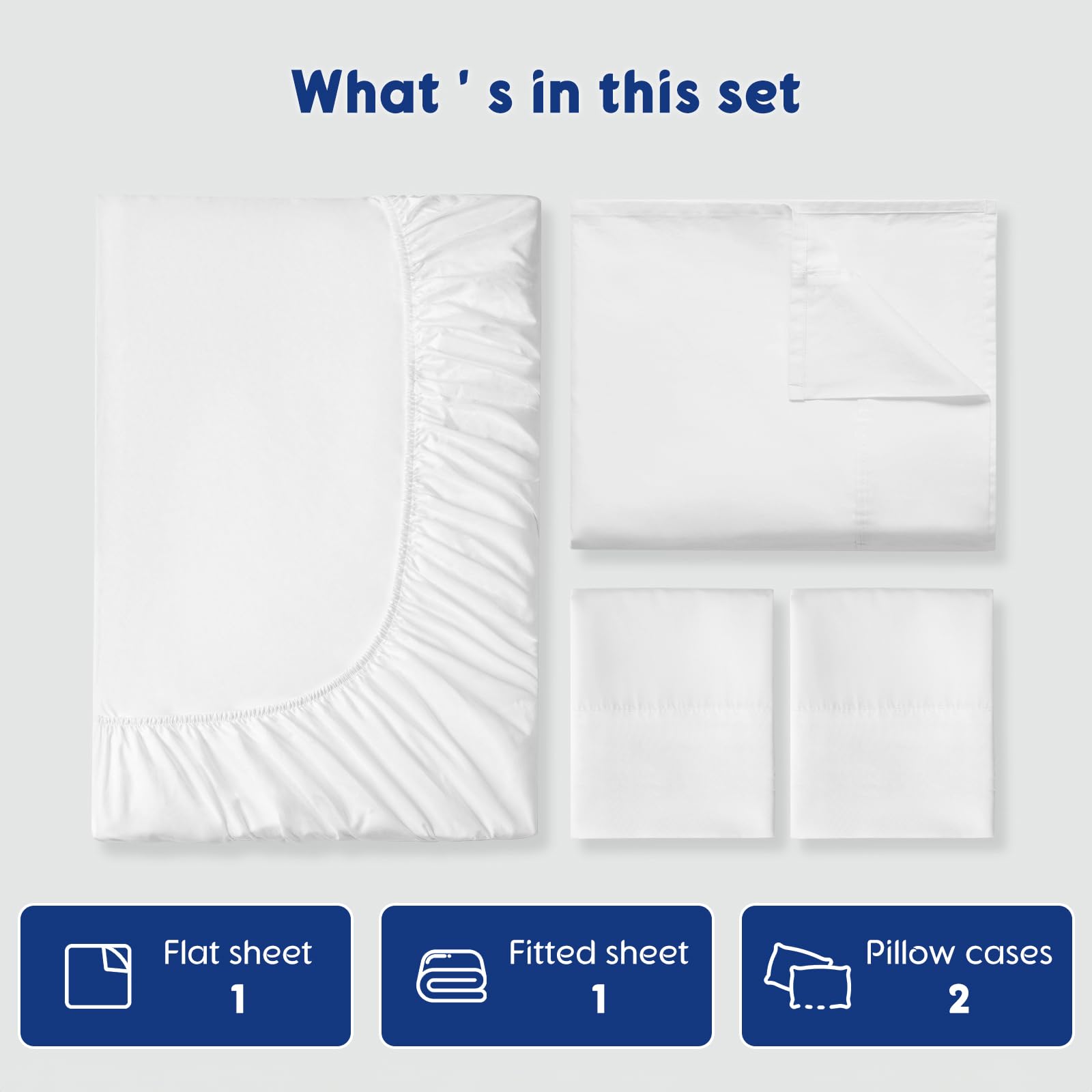 Premium 100% Egyptian Cotton Sheets Set - 1200 Thread Count King Size 4-Piece (Fits Up to 16