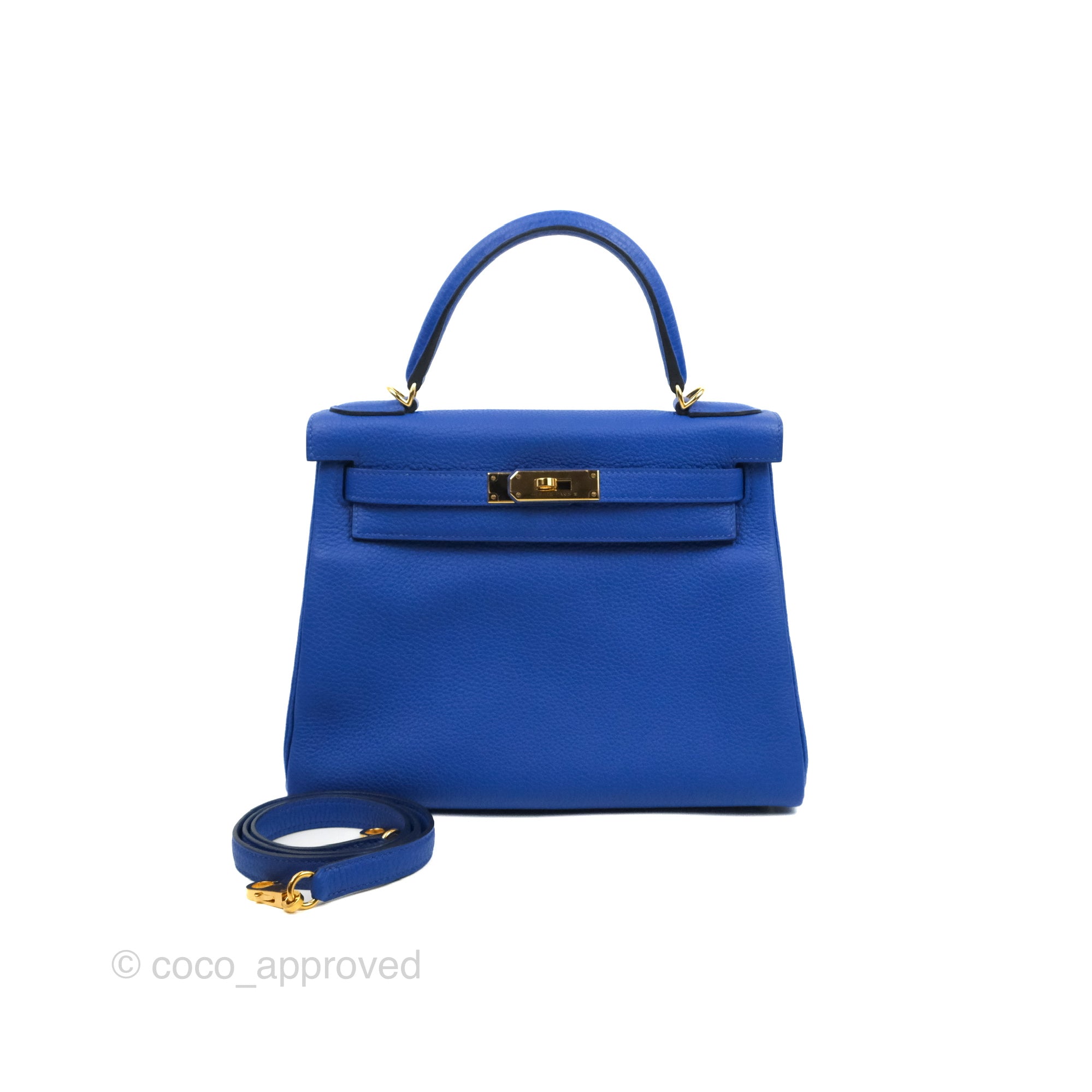 Authentic Hermès Kelly Retourne 28 Handbag in Bleu Royal Togo Leather with Gold Hardware - Luxury Shoulder Bag for Women, Perfect for Work, Travel & Special Occasions