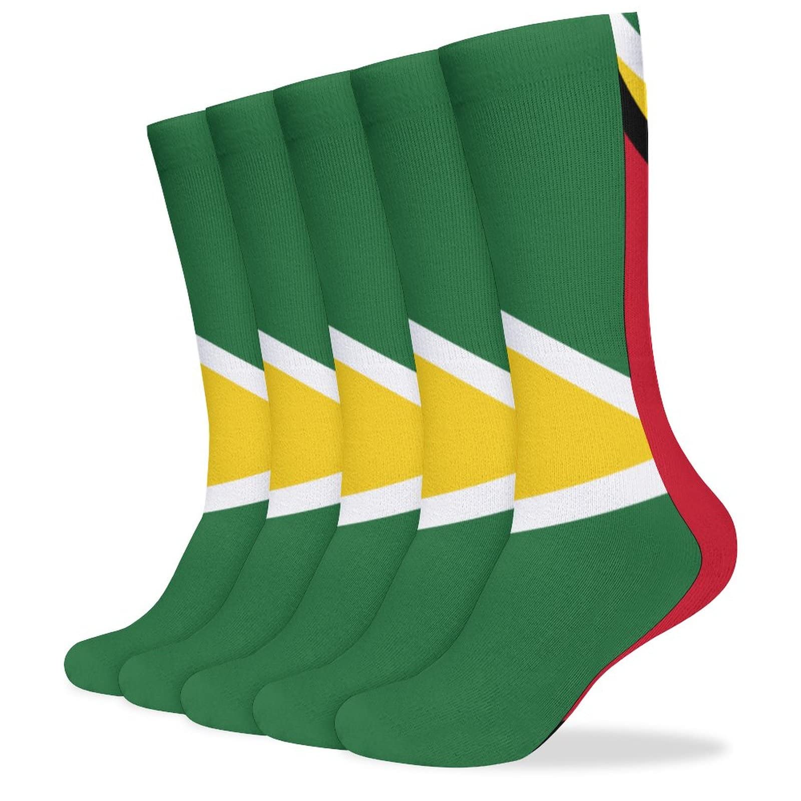 Guyana Flag Casual Socks - Moisture Wicking & Breathable Athletic Socks for Men & Women (5 Pairs) - Perfect for Sports, Gym, Running & Everyday Wear